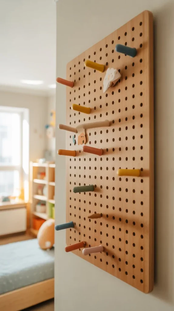 Wooden Wall-Mounted Pegboard