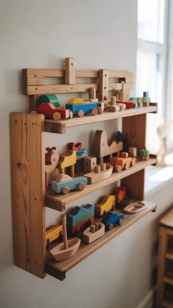 Wooden Wall-Mounted Toy Display