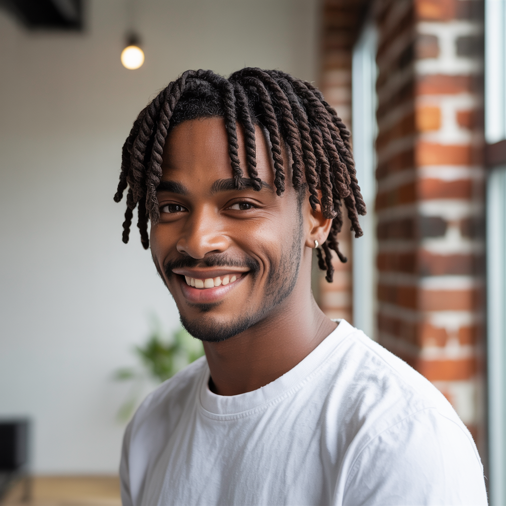 Short Two-Strand Twist Locs for Men Step by Step