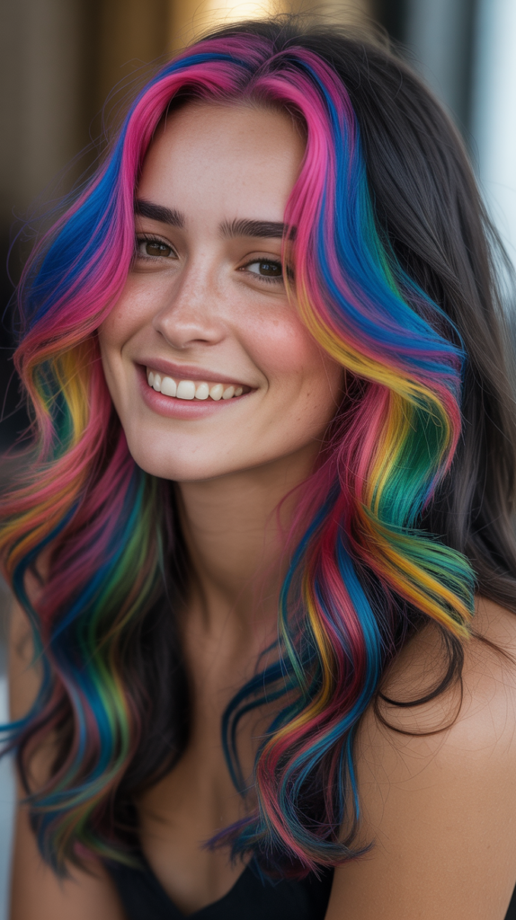 Rainbow Highlights on Black Hair