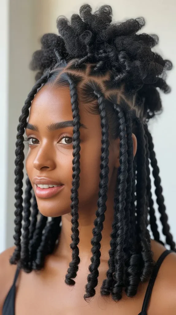 Tapered Twists Afro Puff