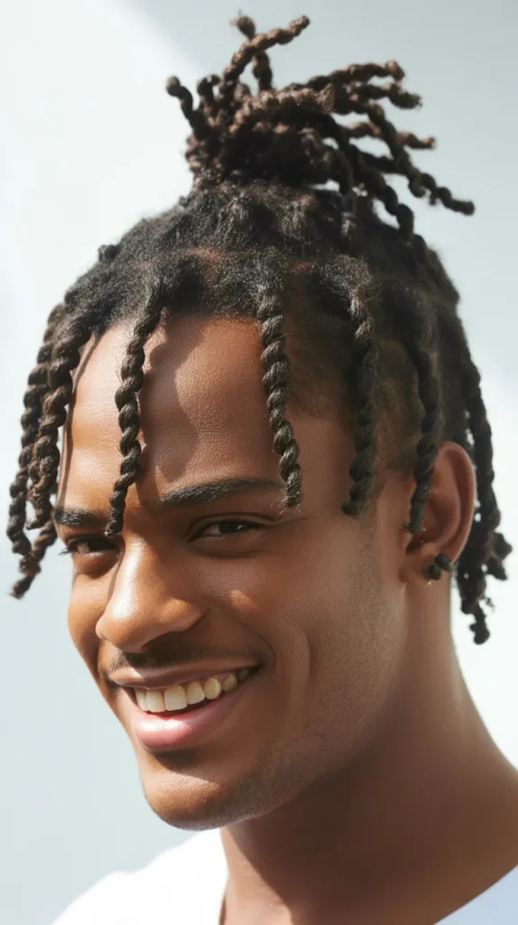  Short Twist Locs in a Bun