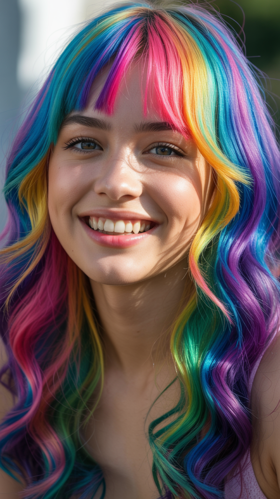 Rainbow Curtain Bangs