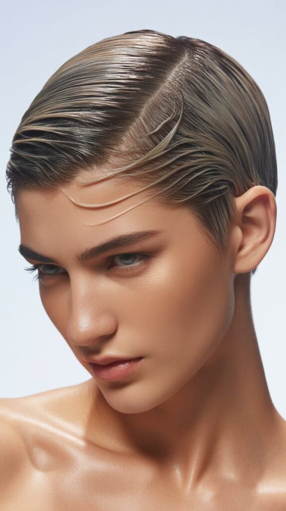 Side Parted Gel Look