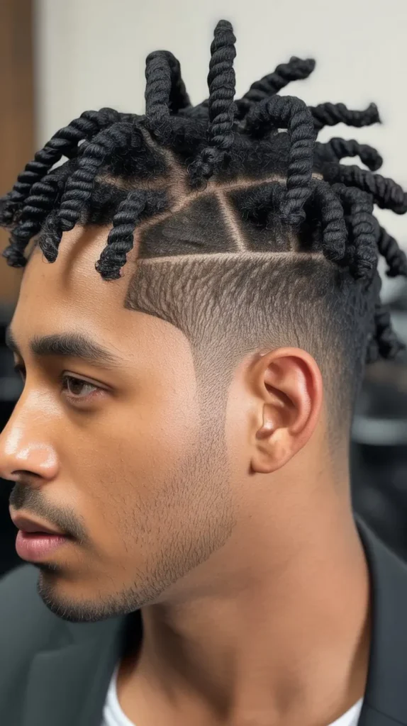 Short Twists with Drop Skin Fade