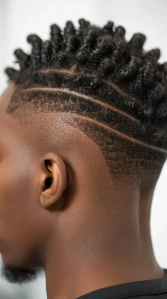 Short Twists with Curly Fade