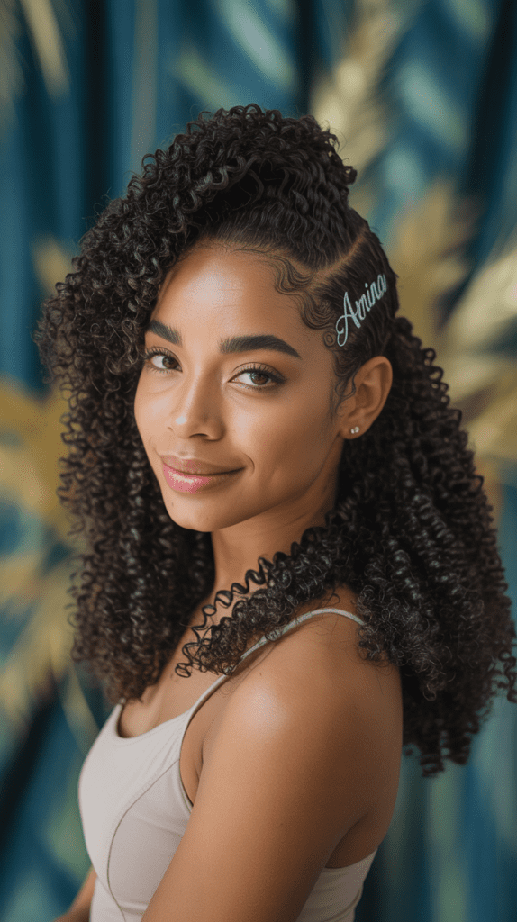  Classic Half Up Puff with Defined Curls