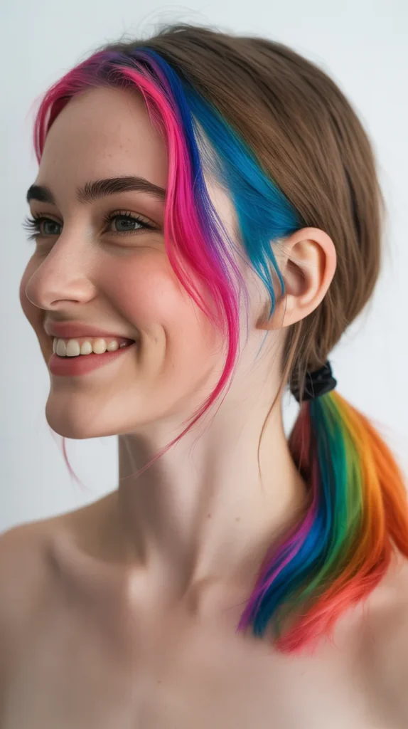 Hidden Rainbow Undercut Ponytail