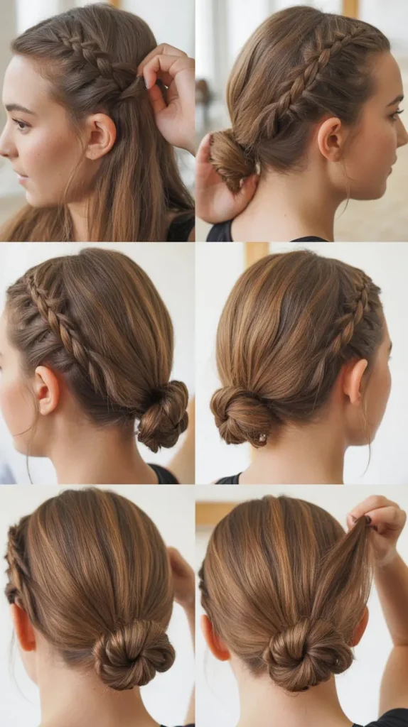 French Braid into Low Bun