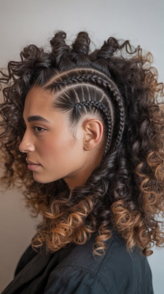 Mohawk Braid with Curly Ends
