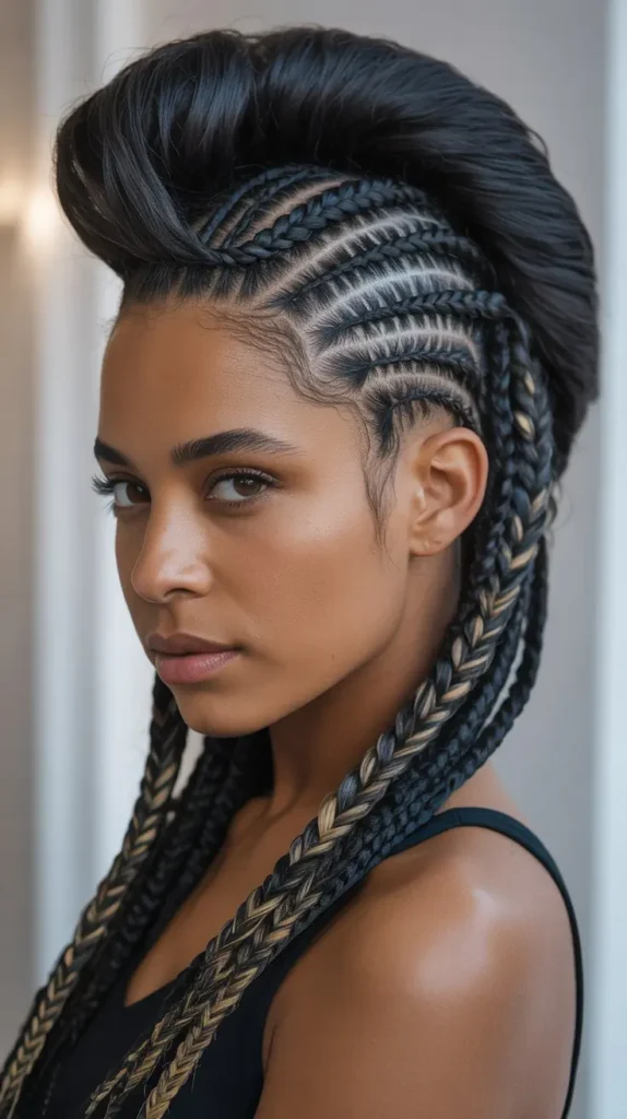 Mohawk with Feed-In Braids