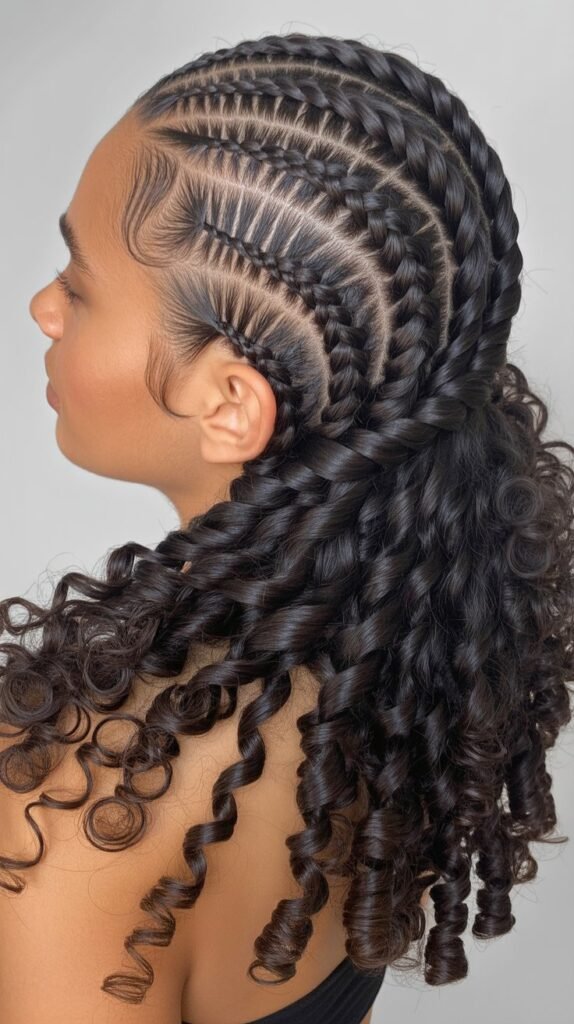 Cornrow Crown with Loose Ends