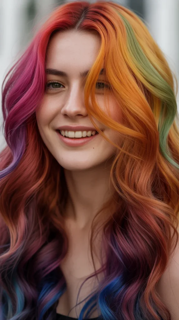 Rainbow Curtain Bangs