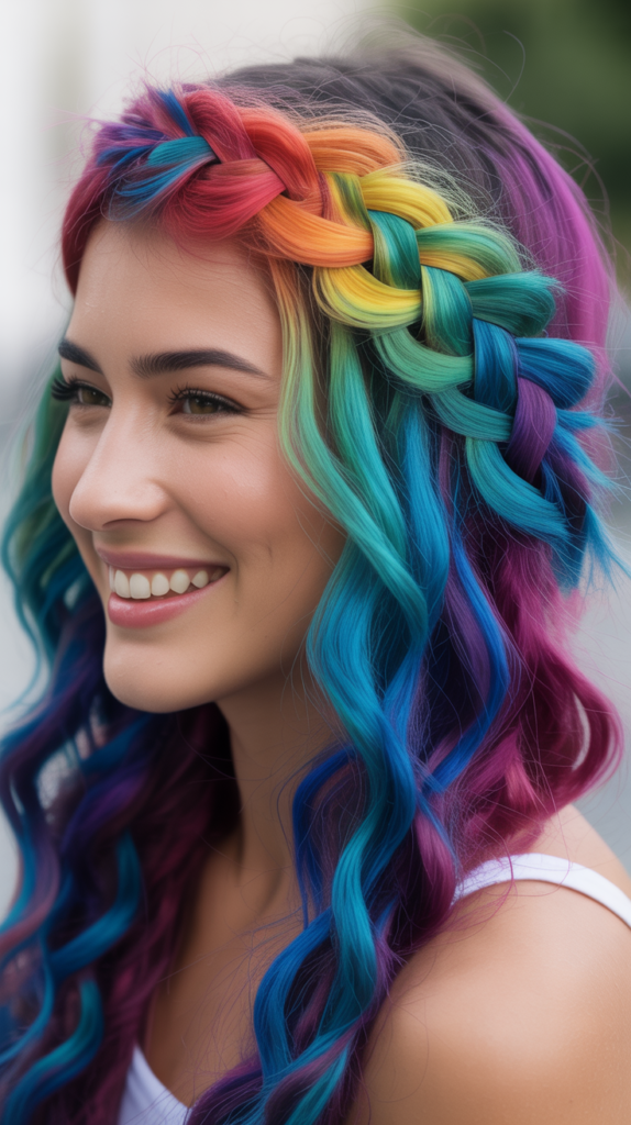 Rainbow Crown Braid