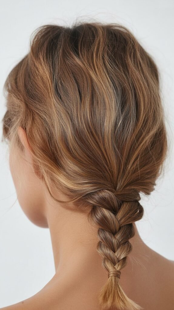 Bangs with Low Braided Puff