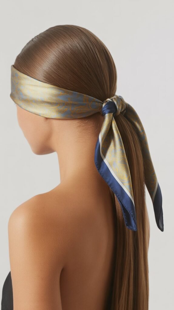 Scarf-Wrapped Ponytail