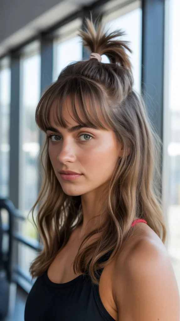 Curtain Bangs with Half-Up Twist