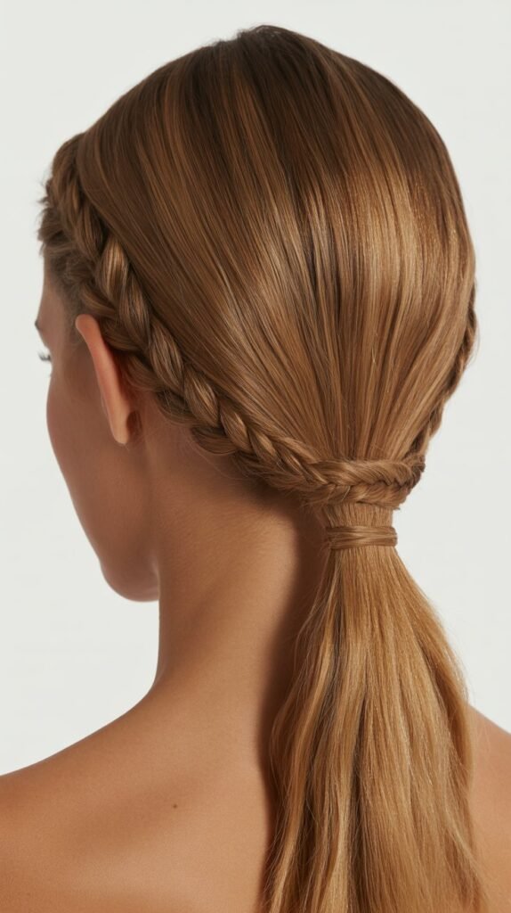 Sleek Pony with Side Braid Wrap