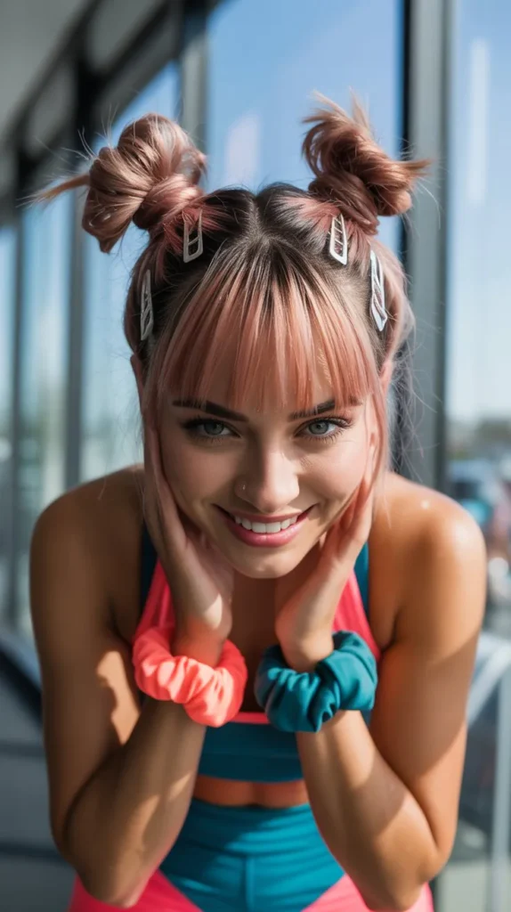 Space Buns with Clipped Bangs