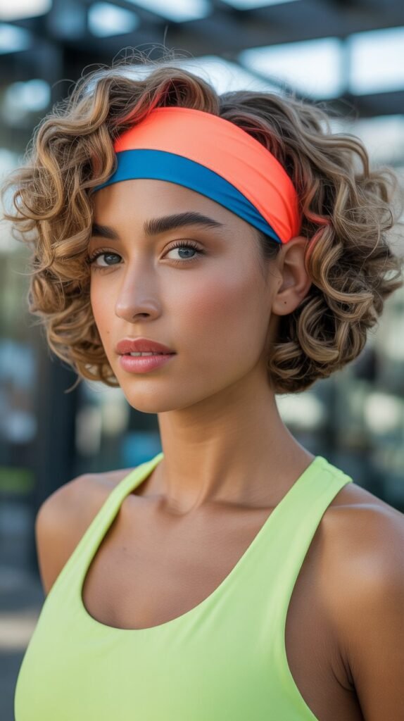 Short Curly Bob with Sport Headband