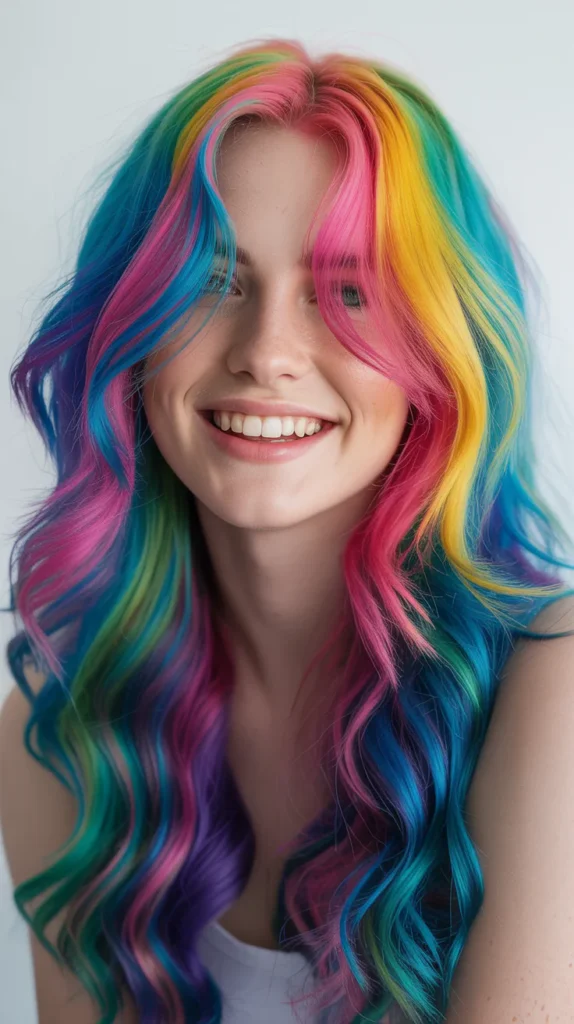 Apply the Rainbow Hair Dye