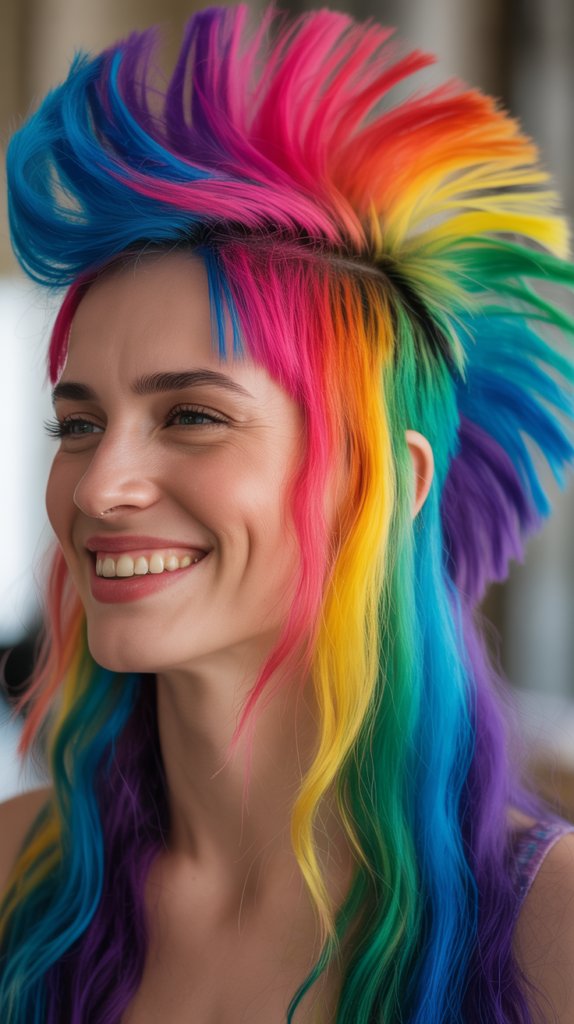  Rainbow Mohawk or Fauxhawk