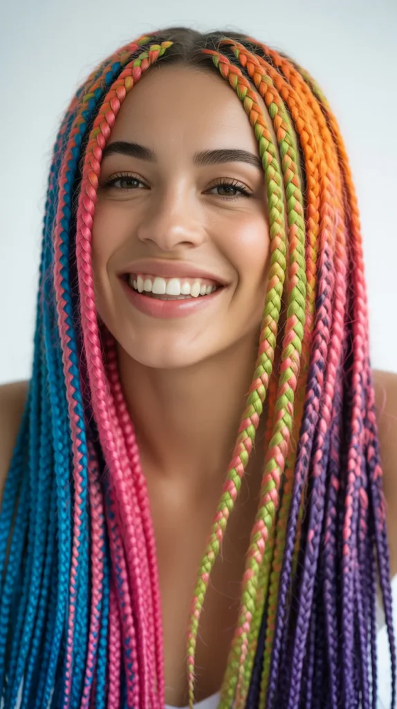 Rainbow Box Braids