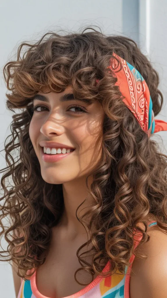 Curly Bangs and Bandana Combo
