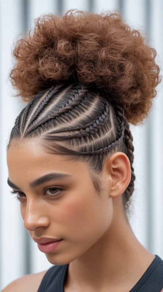 Afro Puff with Braided Front