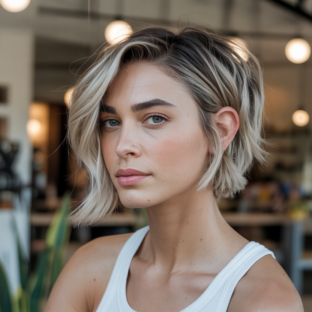Side-Parted Choppy Bob