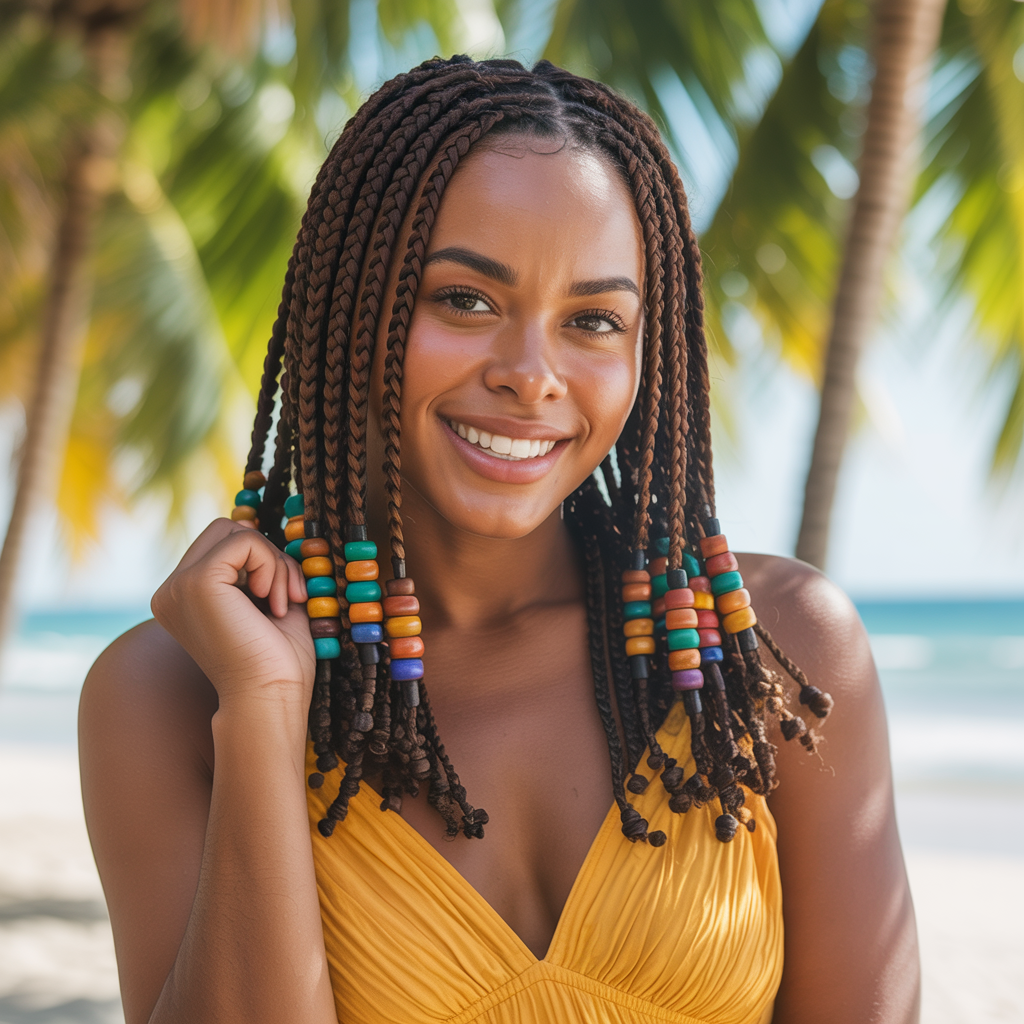 Protective Cornrow Braids with Beads