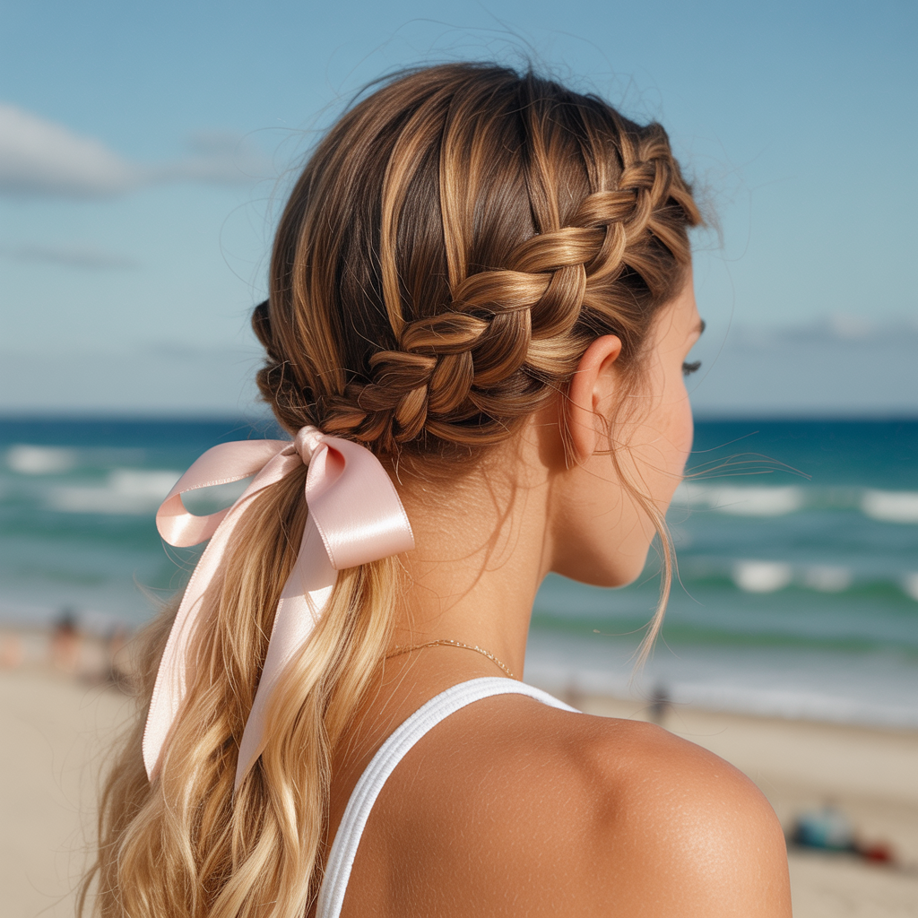 Braided Halo with Ribbon Tie