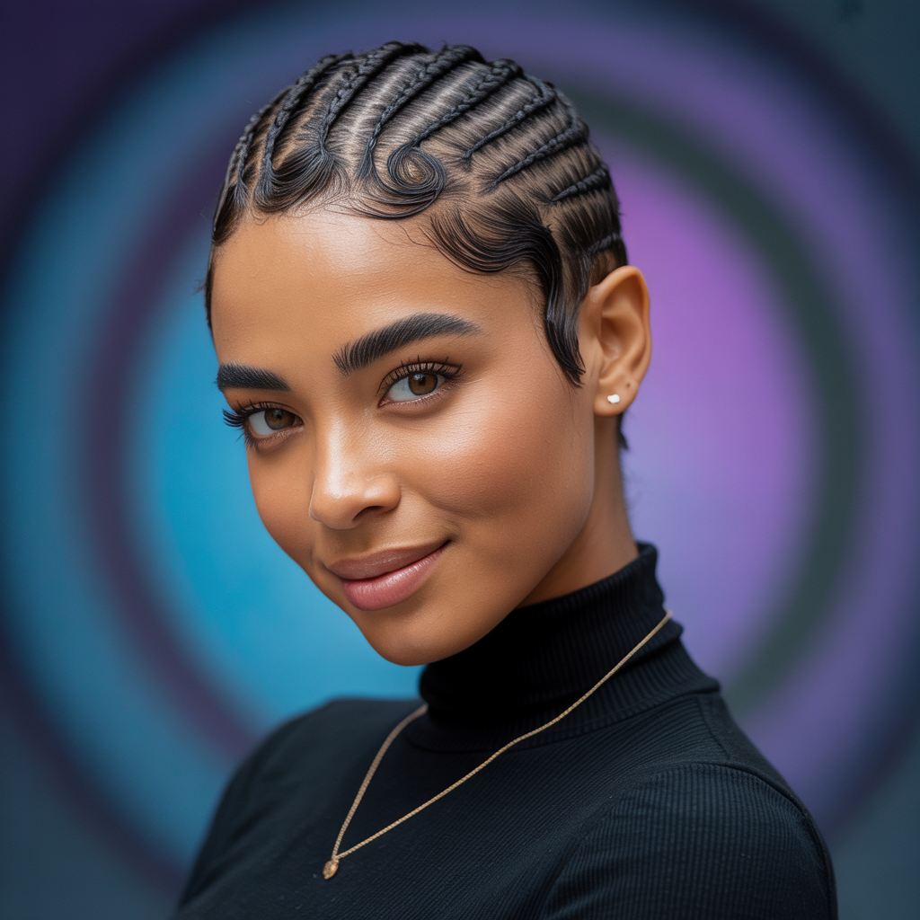 Short Pixie with Micro Braids