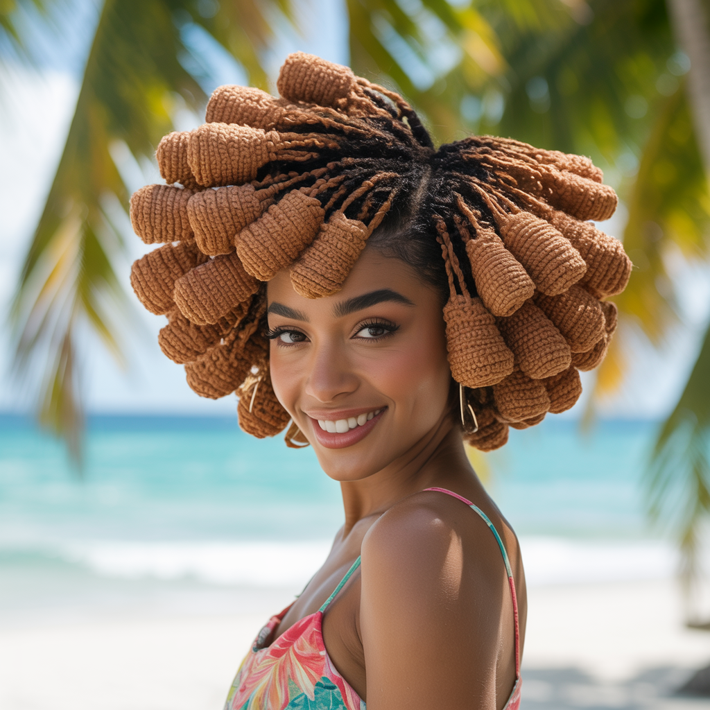 Side-Swept Faux Locs with Accessories