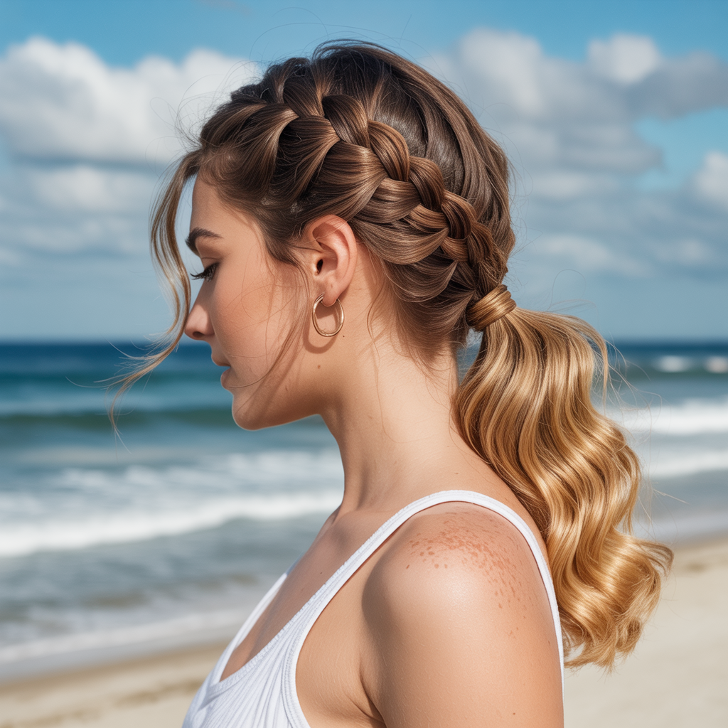 Low Braided Ponytail with Soft Waves