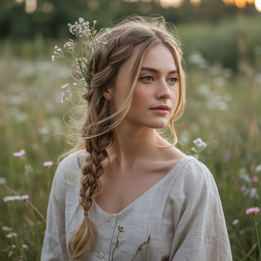 Loose Side Braid with Tendrils: Romantic & Soft