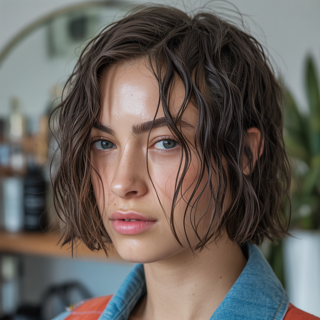 Wet-Look Choppy Bob