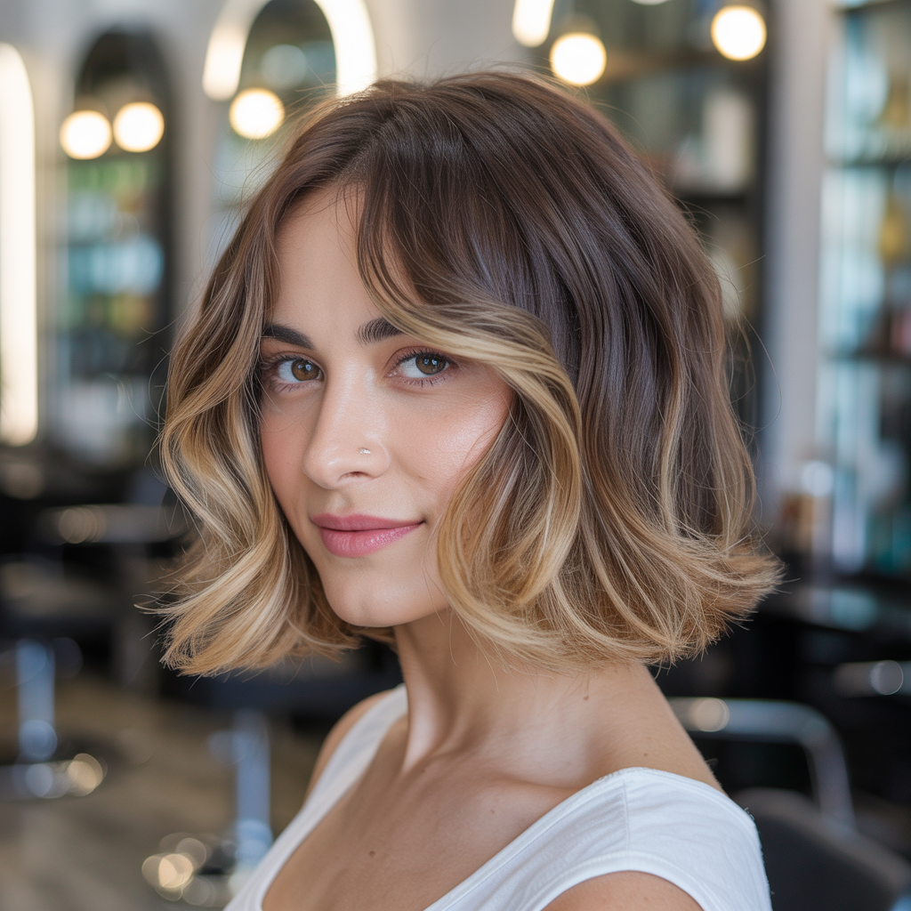 Soft Layered Lob with Highlights