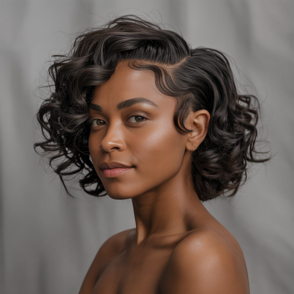 Shaved Sides with Curls on Top