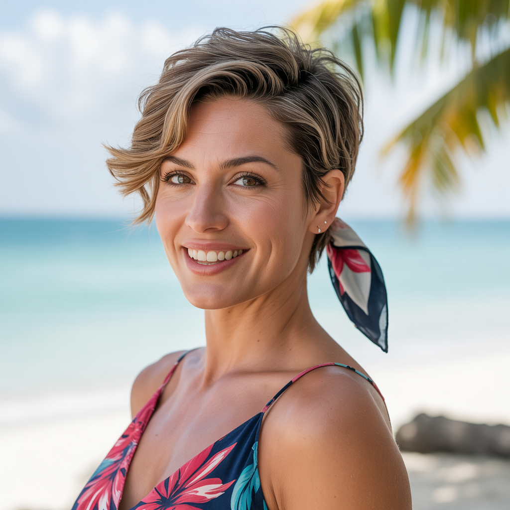 Tied-Back Scarf Puff