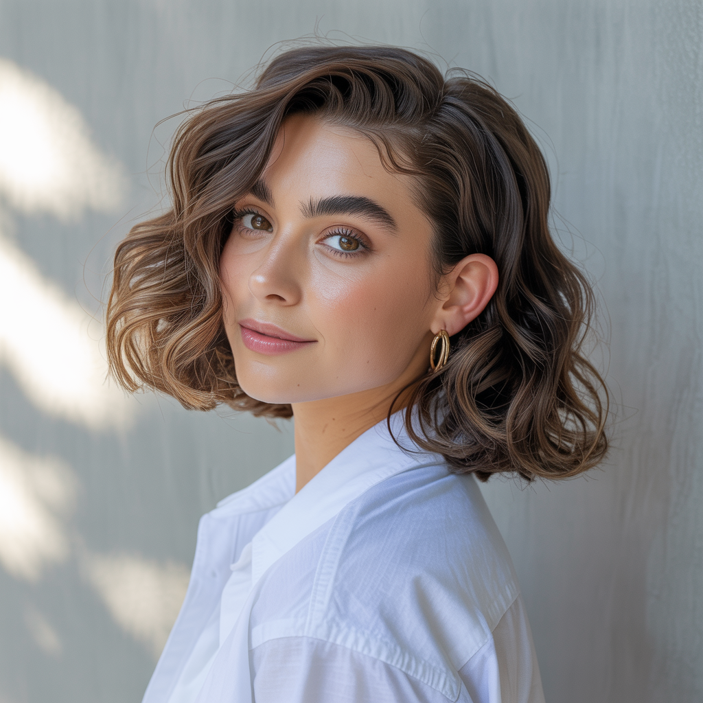 Soft Curled Shoulder-Length Cut