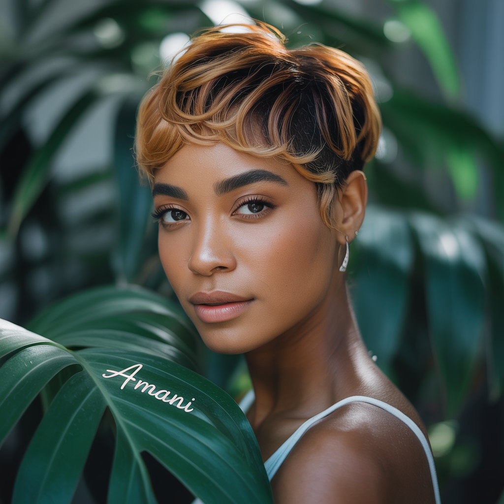 Honey Brown Pixie with Subtle Highlights