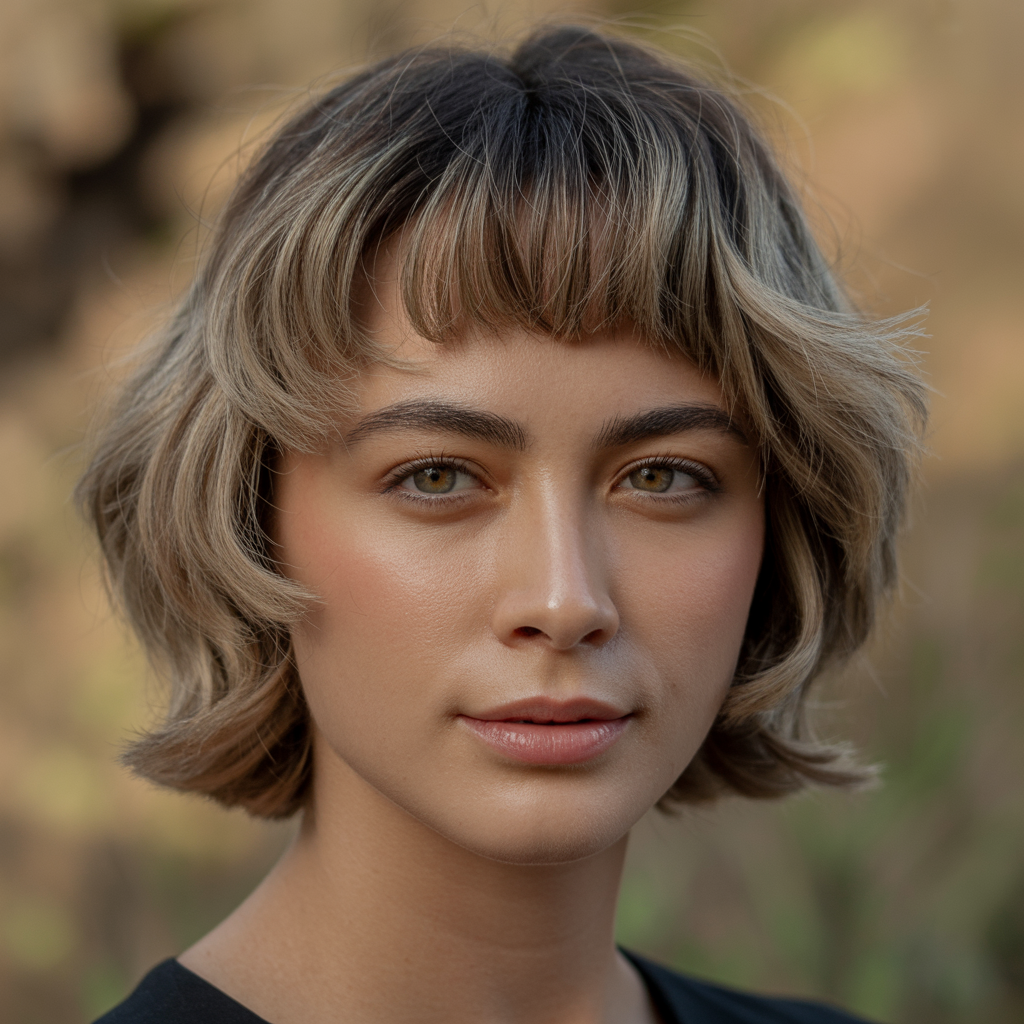 Medium Butterfly with Short, Textured Bangs