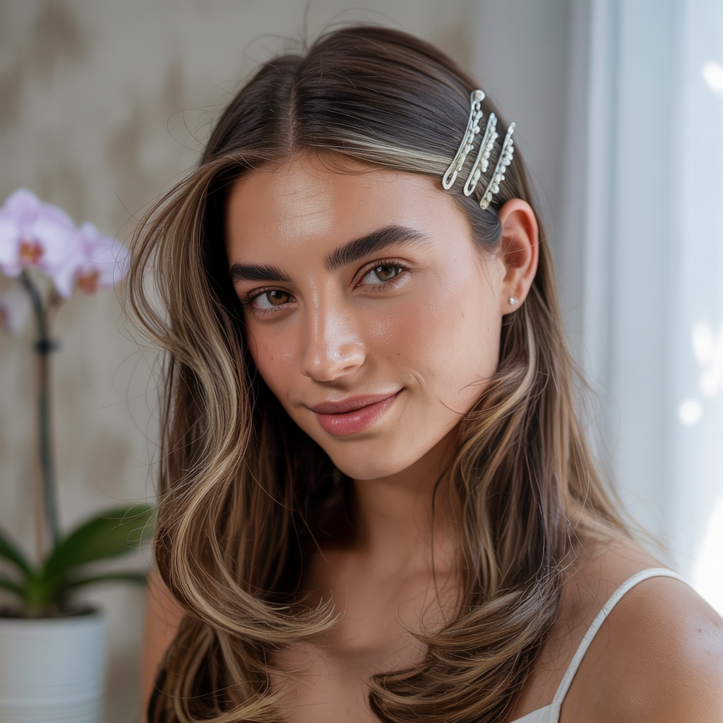  Long Butterfly Cut with a Half-Up Style