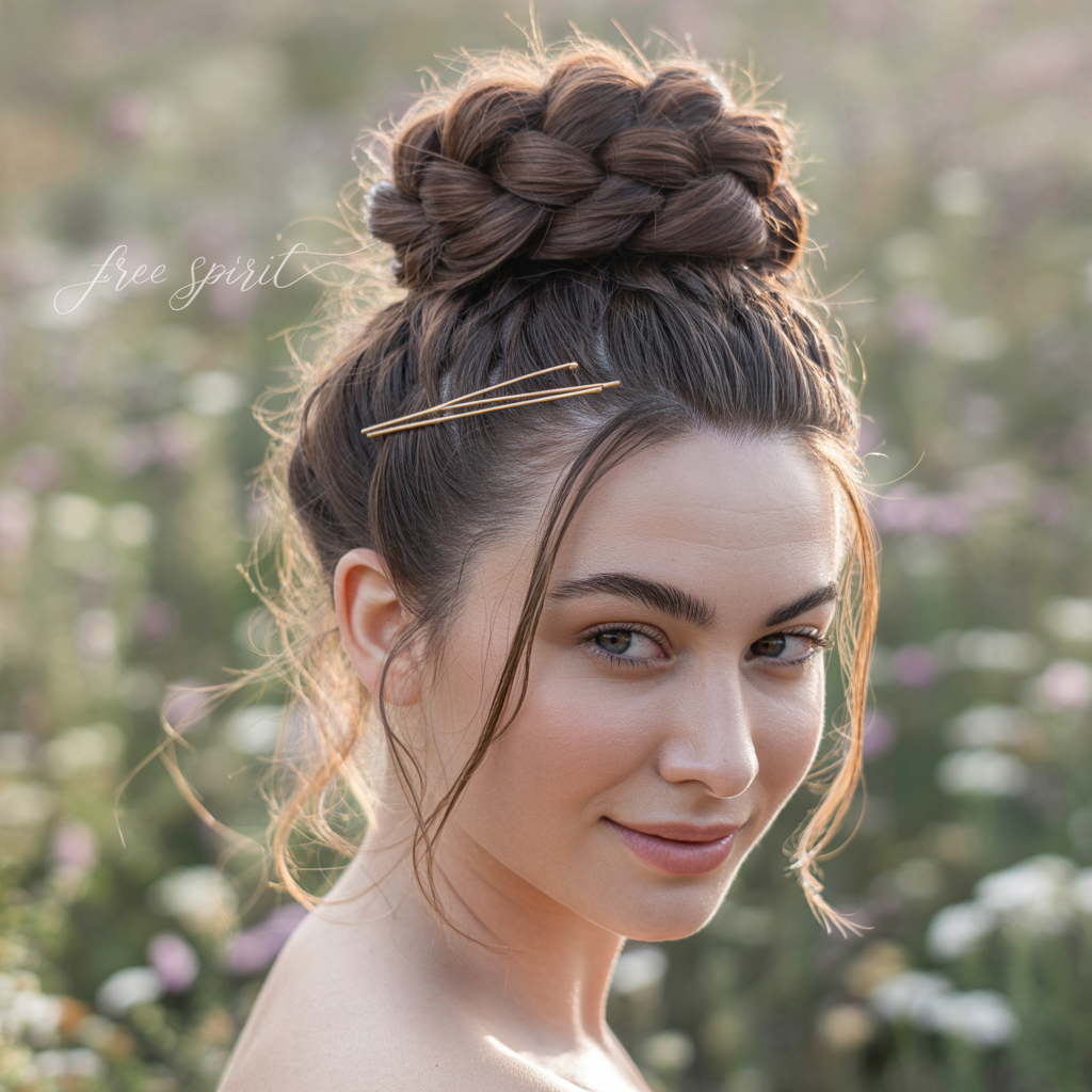  Braided Bun with Loose Ends