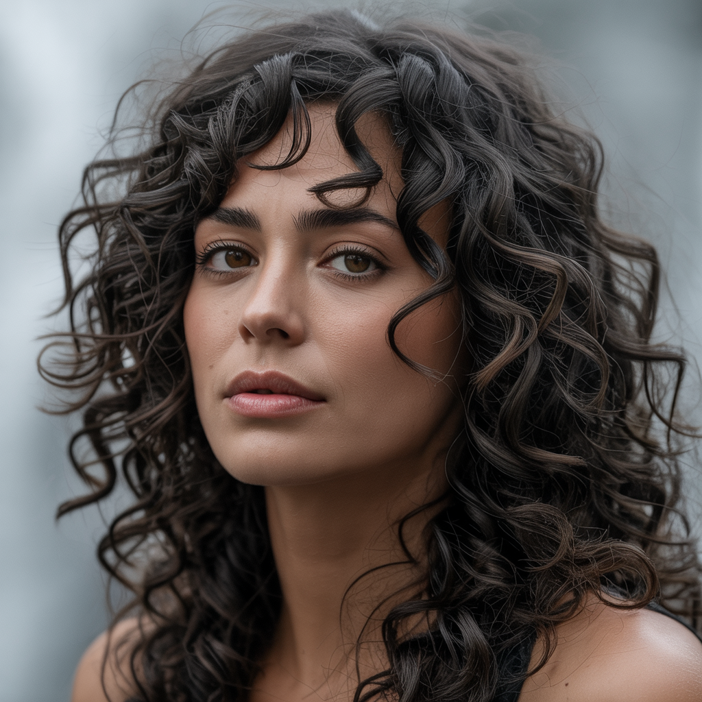 Voluminous Curly Butterfly with Shorter Face-Framing Curls