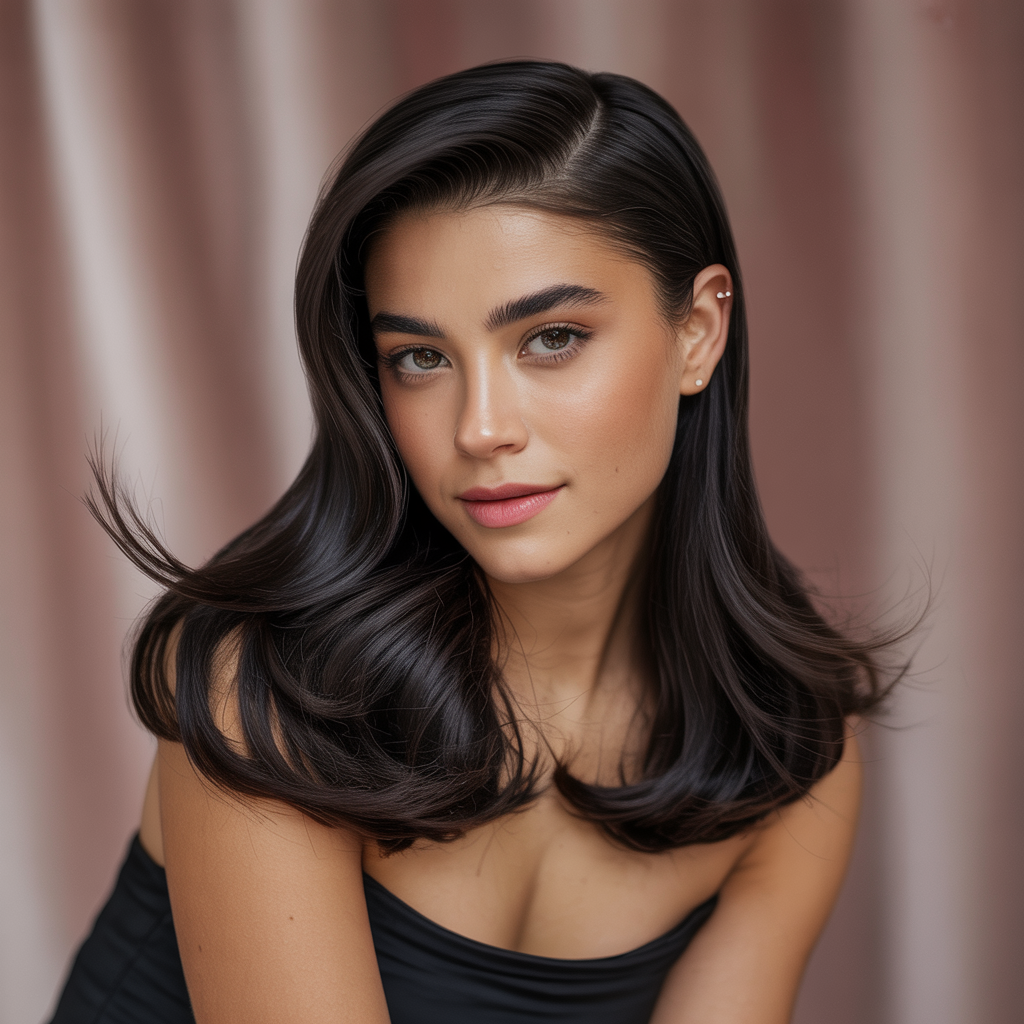  Long Butterfly Cut with a Deep Side Part