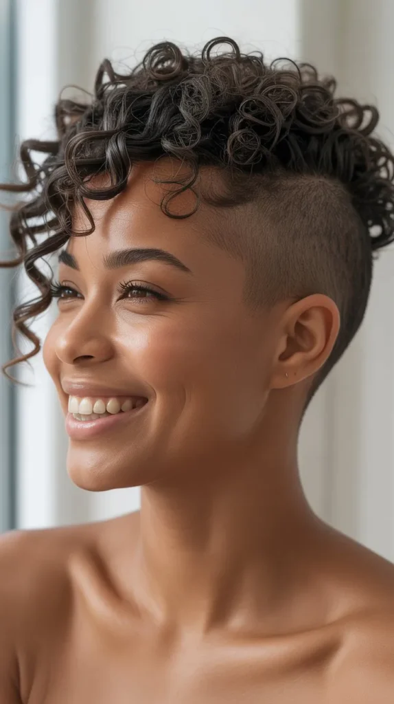 Shaved Sides with Curls on Top