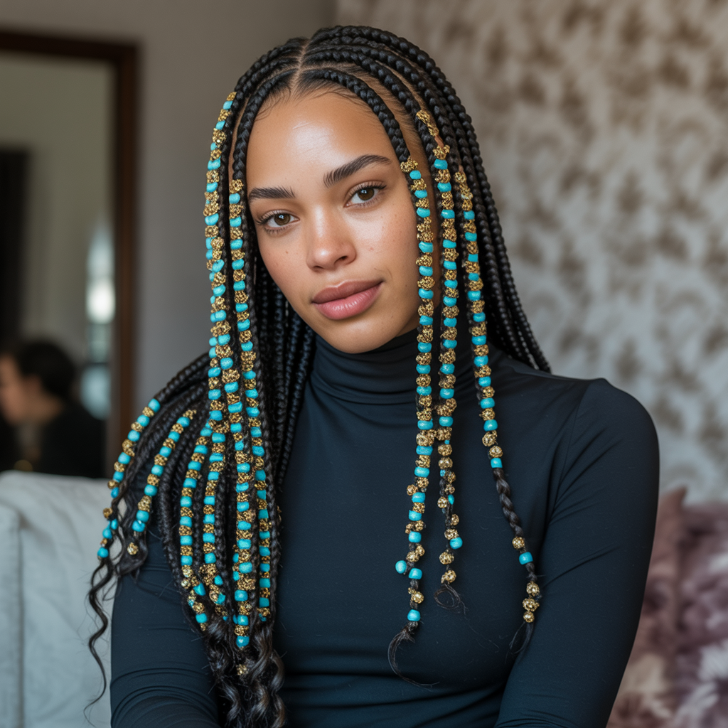  Box Braids with Beads
