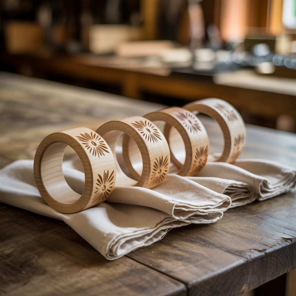 Wooden Napkin Ring Set